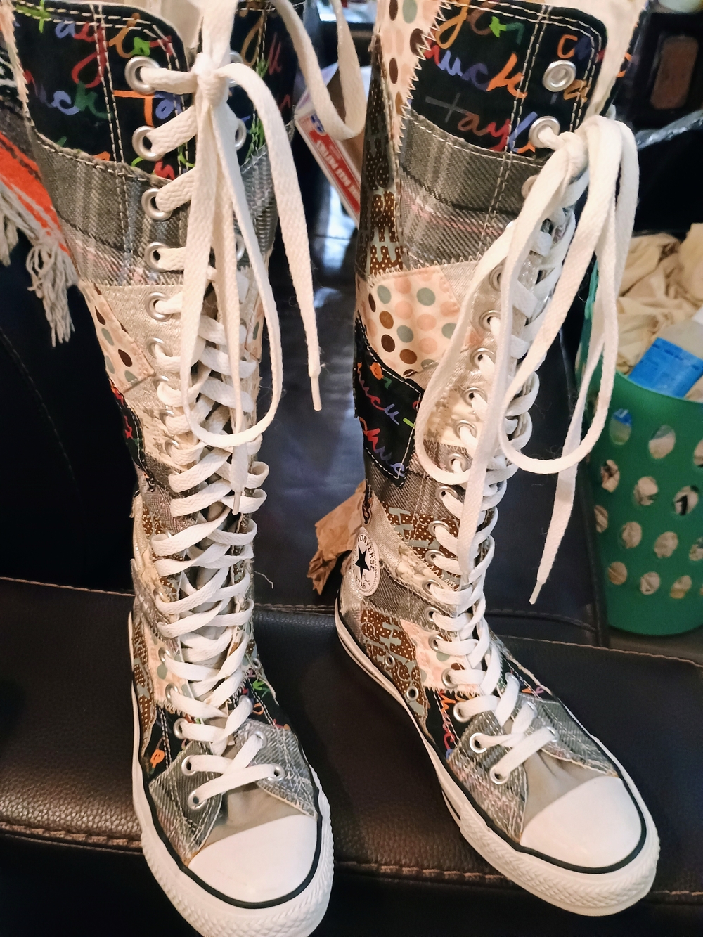 RARE!!! AUTHENTIC CHUCK TAYLORS CONVERSE KNEE-HIGH PATCHWORK LACEUP !!! Unisex